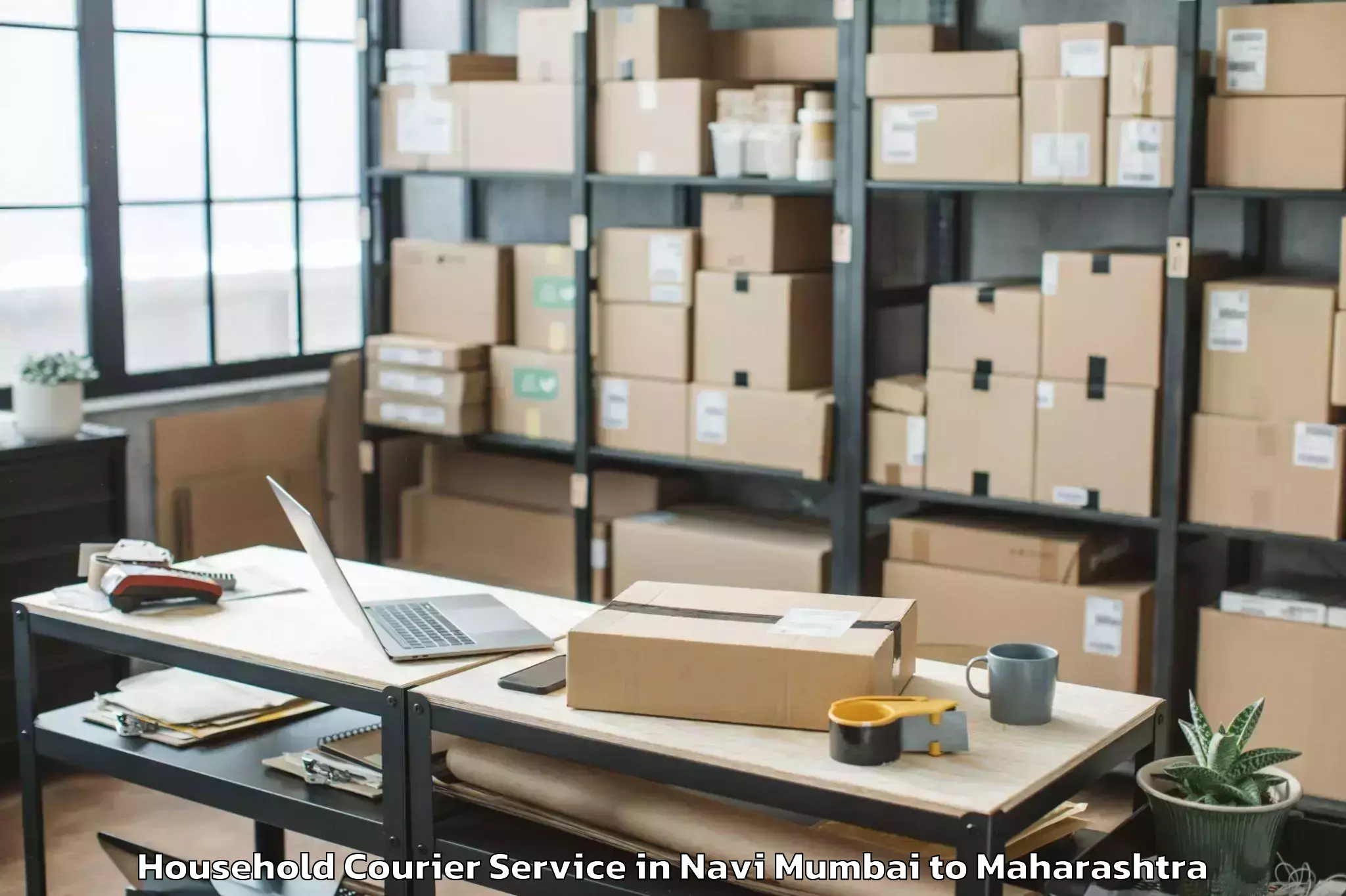 Top Navi Mumbai to Shegaon Household Courier Available